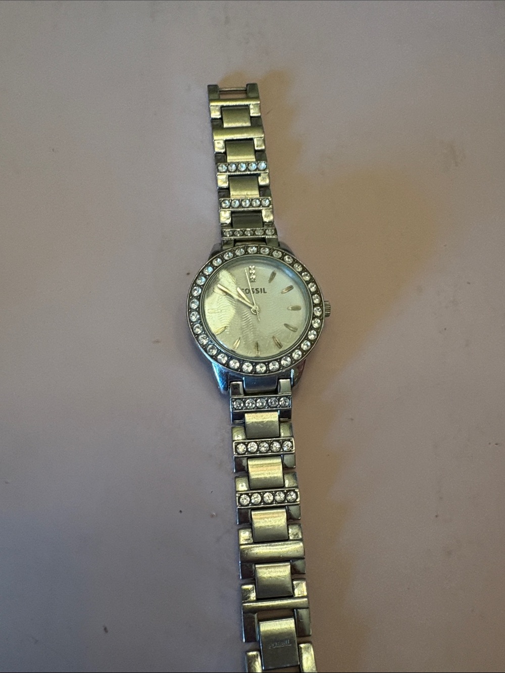 Fossil Silver Crystal-Accent Women's Bracelet Watch